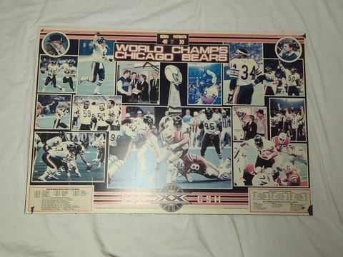 Super Bowl XX Champions Chicago Bears Store Display 36 x 20 HAMPTON DENT PAYTON Cover