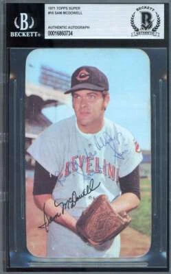 Sam McDowell Beckett BAS Signed 1971 Topps Super Autograph - Image 1 of 2