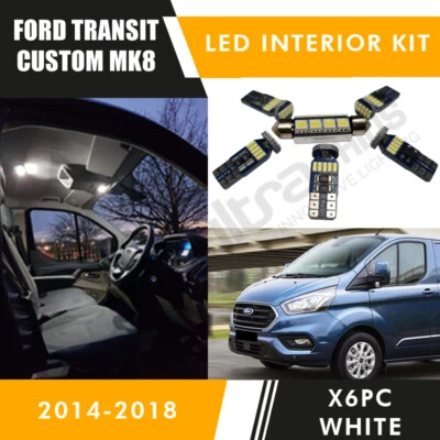 INTERIOR LED Light Bulbs KIT fit Ford Transit Custom MK8 2014-2018 White SMD 6pc - Image 1 of 2
