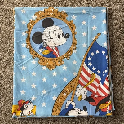 "Sábana bajera plana doble patriótica Mickey Bicentenario 1976 vintage 81""x104""" Foto 1 de 4