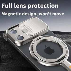 Minimalist Phone Case for iPhone 15 Pro Max Stand,360° Rotatable Magnetic Ring K - Picture 1 of 12