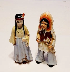 Vintage Indianer Indianer Häuptling & Jungfrau Figuren Japan 5" groß  - Bild 1 von 5