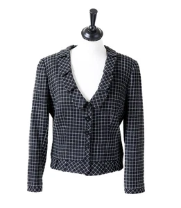 Caroline Charles Wool Jacket - Black Checked  - Label UK 12 - Fit S - Picture 1 of 11