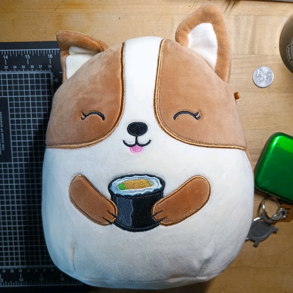 🔸NEW 2021 Squishmallow 8” Corgi Ragina With Sushi Kellytoy -Hot Topic - Image 1 of 1