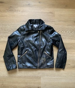 DISNEY D-Signed Descendants Black Moto Jacket Faux-Leather, Girl’s Small Sparkly - Picture 1 of 11