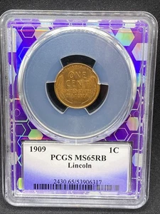 1909 P Lincoln centesimo PCGS MS65RB nucleo viola - Foto 1 di 5