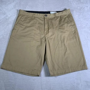 Volcom Shorts Mens 40 Khaki Tan Chino Flat Front Casual Zip Fly Welt Pockets - Picture 1 of 14