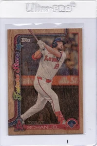 2025 Topps Serie 1 Future Stars Nolan Schanuel Madera Paralelo/25 SSP - Imagen 1 de 2