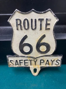 ROUTE 66 Scudo Sicurezza Paga Cartello Stradale Targa Topper 7" GAS OIL AUTO - Foto 1 di 3