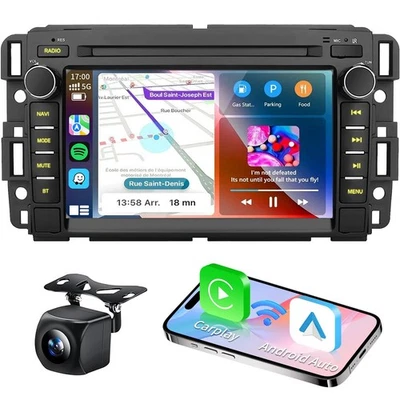 Rádio estéreo veicular com GPS CarPlay para GMC Sierra Chevy Tahoe Silverado 2007-2013 - Imagem 1 de 4