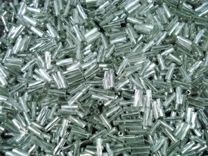 Bugle Beads Twisted 7mm Clear Silver Lined 500g (1/2kg) Glass Tube Jewelry - Picture 1 of 2