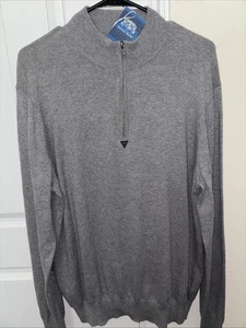 Saville Row London Gray 1/4 Zip Pullover Sweater Elbow Patches Men's XL New - Picture 1 of 7