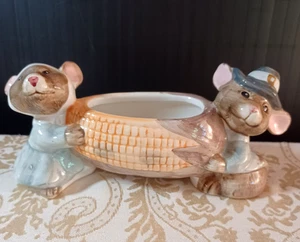 Vintage Holland Floral Pilgrim Mäuse mit Mais Übertopf handbemalt Keramik - Bild 1 von 7