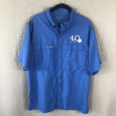 GameGuard Shirt Mens Medium Blue 4.0 Cellars Logo Fishing Outdoor Quick Dry UPF - Image 1 of 4
