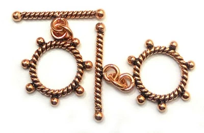 3 SET 20X28MM SOLID COPPER BALI TOGGLE CLASP ANTIQUE COPPER  634 ATL-199 - Image 1 of 3
