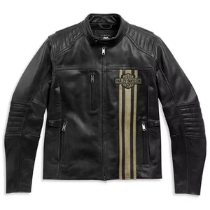 Men's Black Leather Motorcycle Jacket | Triple Vent Style | Cruiser Biker Riding - Picture 1 of 3