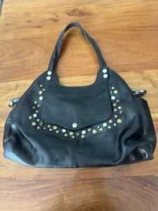 Bolso de Hombro Patricia Nash Doble Asa Negro Tachonado Cuero Tachuelas Grande BONITO - Imagen 1 de 14