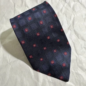 ERMENEGILDO ZEGNA Blue/Red Geometric 100% Silk Tie Made In Italy 60"x4" - Picture 1 of 7