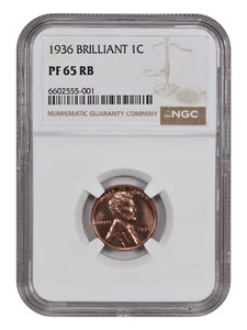 1936 1C NGC PR65RB (Brilliant) - Lincoln Cent (Wheat Reverse) - Key Date Proof - Picture 1 of 4
