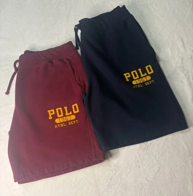 2 shorts masculinos Ralph Lauren polo logotipo 40 1XB borgonha azul marinho lã - Imagem 1 de 4