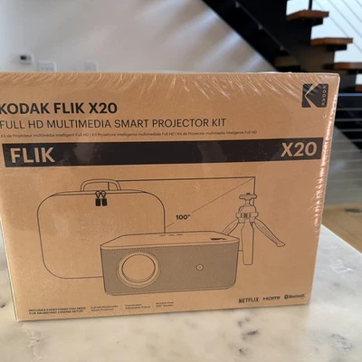 Kodak FLIK X20 Full HD Smart Projector Kit w/100" Screen, Tripod & More (White) - Image 1 of 4