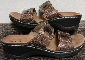 Zapatos sandalia sin cordones Clarks flexibles de cuero marrón para mujer 6,5 - Imagen 1 de 6