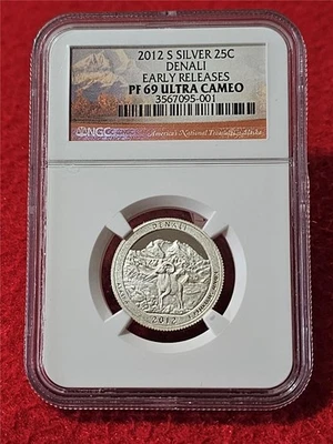 Denali Silver Quarter 2012-S NGC PF 69 UC versiones tempranas #T5752 Foto 1 de 2