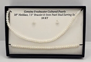 10kt Yellow Gold Freshwater cultured pearl set necklace/braclet/earrings - Picture 1 of 1