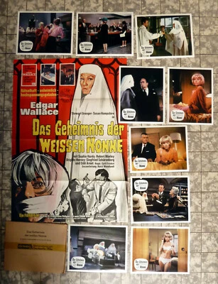 GEHEIMNIS DER WEISSEN NONNE Edgar Wallace 20 AUSHANGFOTOS + A1-FILMPOSTER ´66 - Bild 1 von 2
