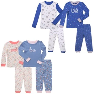 Asher & Olivia Twin Outfits for Boy & Girl - 4 Pc Cotton Pajamas Pjs Gift Set - Picture 1 of 6
