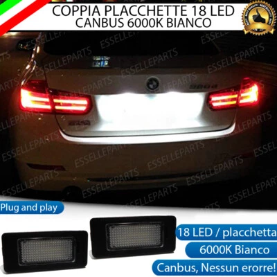 COPPIA PLACCHETTE LED LUCI TARGA 18 LED BMW SERIE 4 F36, F33, F83 6000K NO ERROR - Immagine 1 di 3