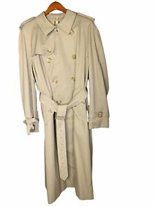 BURBERRY LONDON Men's Long Tan Belted Trench Coat Nova Check Sz 44 Long