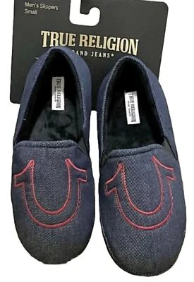 TRUE RELIGION Slippers House Shoes NWT sz Small M7/W8.5 Denim Moccasins - Image 1 of 4