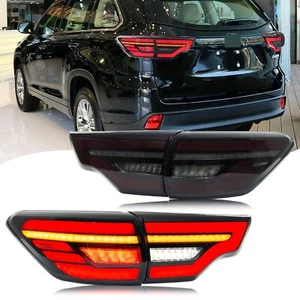 LED Sequential Black Tail Lights For Toyota Highlander 2015-2019 Rear Lamps - Picture 1 of 5