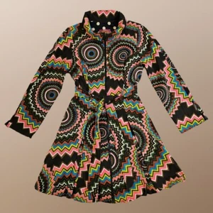 Nomads Vintage 90s Psychedelic Multicoloured Zip Up Belted Jacket Size Small - Bild 1 von 11