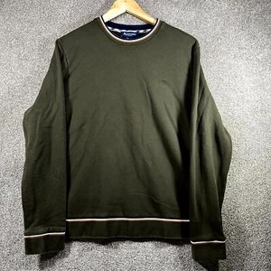 Aquascutum Sweatshirt Mens Large Olive Green Logo Crew Neck Long Sleeve Pullover - Picture 1 of 11