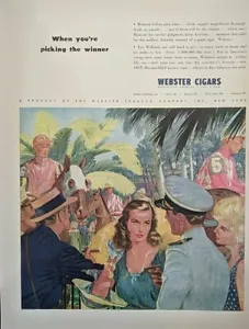 1946 anuncio impreso de cigarros Webster vintage Ganador de selección de carreras de jinete At The Horse - Imagen 1 de 1