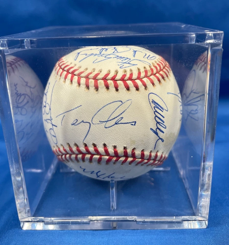 1999 Anaheim Angels Autographed Ball & Plastic Case T Glaus T Salmon 20 Others - Image 1 of 4