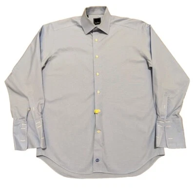 Camisa de Vestir David Donahue 15.5 32/33 Manga Larga Azul Puño Francés Abotonada Foto 1 de 4
