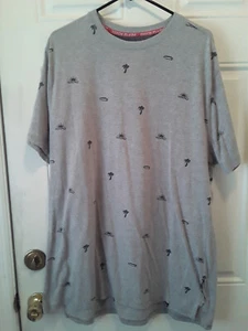 Mens Ditch Plains By Ricky Singh size 2X Gray Shirt Palm Trees Sunset Surf DW488 - Picture 1 of 8