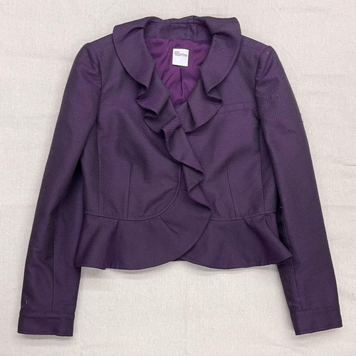 Cappotto giacca rosso Valentino viola con volant donna taglia US 6 Made in Italy