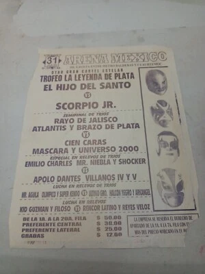 PROGRAMS 98's LUCHA LIBRE,  HIJO DEL SANTO 🆚 SCORPIO   MEXICO MEXICAN WRESTLING - Image 1 of 4