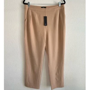 Lulus Kick It Beige High-Waisted Trousers Dress Pants Size XL Pleated Office NWT - Picture 1 of 15
