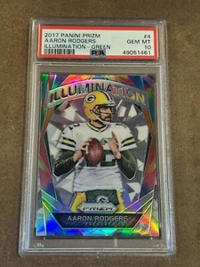 2017 Panini Prizm Illumination Green Prizm Aaron Rodgers MVP PSA 10 GEM MINT Sh - Picture 1 of 2