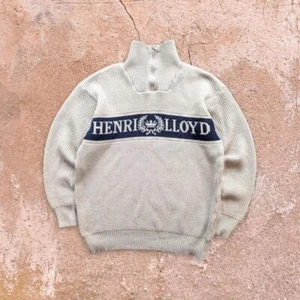 Vintage 80s Henri Lloyd Chunky Knit Quarter Zip Jumper - Picture 1 of 8