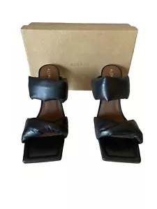Alohas Sandals Twist Strap Black Leather Square Toe Slip On Size 10 NIB $190 - Picture 1 of 7