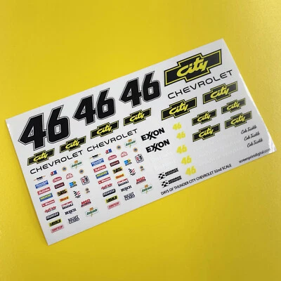 Slot Car 1/32 'City' Days Of Thunder Aufkleber Decals NASCAR Passt SCALEXTRIC