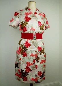 Volup DE COLECCIÓN AÑOS 60 años 70 rayón vestido vaina floral de Laurenz Arnel - rojo blanco - Imagen 1 de 12