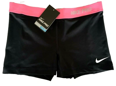 NEW! NIKE PRO [L] Women's 2.5" COMPRESSION Yoga/Gym SHORTS-Black/Pink 458653-013 - Image 1 of 3