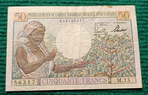 Billet 50 Francs - INSTITUT D'EMISSION CAMEROUN - Pick 31 - 1957 - TTB - Foto 1 di 2